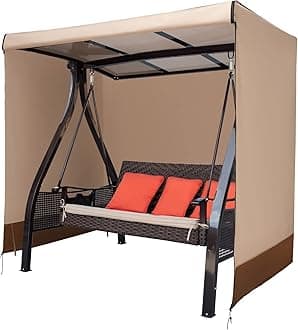 Outdoor Swing Cover 3 Triple Seater Waterproof Patio Porch Swing Covers Replacement for Winter,3 Seater Garden Furniture Swing Chair Protector Cover(87"*60"*72")