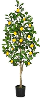 Artificial Lemon Tree 4ft/122cm Decorative Fake Lemon Plant with 15 Fruits - Large Fake Floor Plant Faux Tree for Indoor/Outdoor Home Office Living Room Bedroom Bathroom Decor