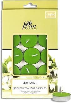 (Jasmine) Scented Tealight Candles| Pack of 15| Long Burning Tealight Scented Candles for Home, Office & Gifting - 2.5 hrs to 3 hrs Burn Time