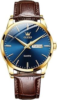 Mens Watches Leather Wristwatch with Waterproof Luminous Analog Quartz Fashion Business Sport Watches for Men