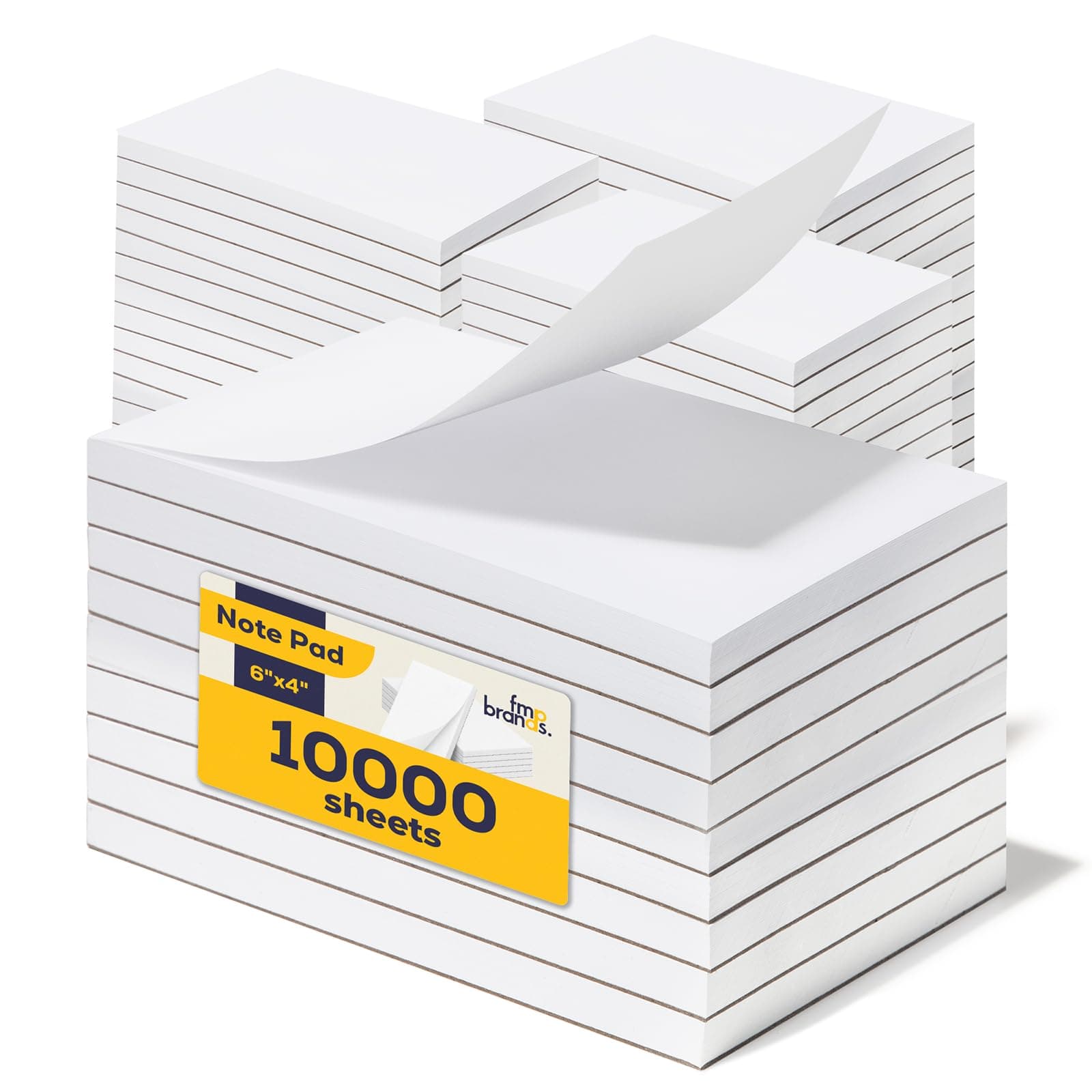 FMP Brands 100 Pack (Total 10000 Sheets) Note Pads 4x6, 100 Sheets Per Memo Pad, Server Note Pads, White Waitress Server Note Pads, Writing Scratch Paper, Pads of Paper, To Do List Small Note Pads