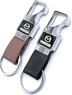 Jdp Novelty_2 pcs Set of Leather Metal Opner Keychain for mazda Car Key Chain ()