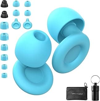 Ear Plugs for Sleeping Noise Reduction Reuseable, Concerts, Focus, Travel, Work, High Fidelity – 7 Pairs Eartips – Flexible Soft – Touch – NRR of 24 and 27 dB Noise Cancelling (Blue)