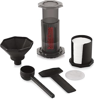 Coffee Press Percolator with Metal and 500 Paper Filters (Black)