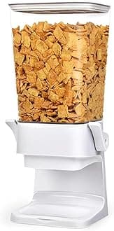 Cereal Dispenser Countertop,Dry Food Dispenser Countertop Large Cereal Containers Storage Dispenser Candy Rice Dispenser Machine Cereal Organizer for Trail Mix, Granola,Nuts,Beans (5.5L White 1pcs)