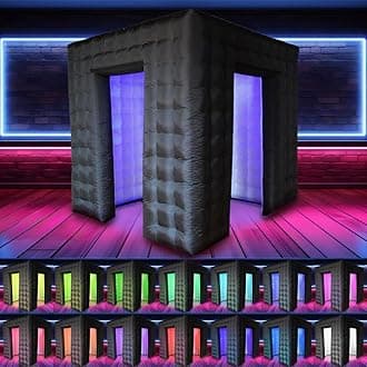 SAYOK 8.2x8.2x8.2ft Inflatable Photo Booth Backdrop, Black-White Photo Booth Enclosure Portable Inflatable Tent Photoshoot Background for Party Wedding Advertising Events