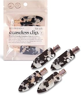 Kitsch Creaseless Hair Clips for Women - No Crease, No Bend Hair Clips for Styling, Bangs, Makeup Application, Face Wash | Recycled Acrylic - Black Terrazzo | Ideal Gifts for Women, 4pcs