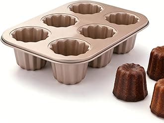 iToids 6-Cavity Canelé Pan Nonstick, Carbon Steel Canele Mold for French Pastry Baking, Small Batch Canele Baking Pan for Mini Cakes, Custards & Home Baking