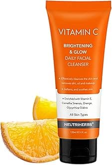 Neutriherbs Vitamin C Face Wash,Daily Facial Cleanser with Aloe & Hyaluronic Acid| Clean,Refresh,Brighten and Balance Complexion| For All Skin Type, 120ml 4 fl. oz