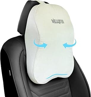 Orthopedic Car Neck Rest Pillow Superior Neck Support Cushion Headrest Cushion -Car Neck Pillow for Neck Pain Relief in Office, Driving | 17 x 12 x 5 Inch | Beige Velvet Cover | Pack of 2