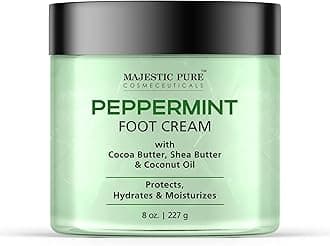 Majestic Pure Peppermint Foot Cream, Warming Cream - Calluses, Dry Cracked Feet, Hands, Heels, Elbow, Nails, and Knees - Softens & Moisturizes Skin - 8 oz