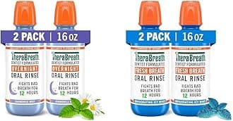 Overnight & Fresh Breath Mouthwash Bundle, Chamomile Mint & ICY Mint Flavors, 2 Packs of 16 fl oz, Fights Bad Breath 12 & 24 Hours