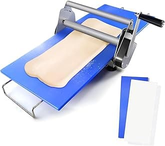 Folding Dough Sheeter with 2 Sheeter Boards, Stainless Steel, Adjustable Thickness, Manual Dough Roller Machine