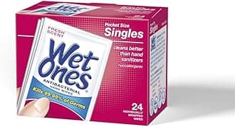 WET ONES Towelettes Antibacterial, 24 Count (Pack of 3)3