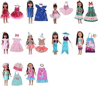 14 inches Girl Dolls Clothes for 14" Glitter Girl Wellie Wishers Baby Doll, 10 Sets Clothes and Accessories (14 inch Doll Clothes)