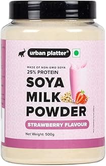 Strawberry Soya Milk Powder, 500g  (Soy-Based Dairy Alternative | 25% Protein | Plant-Based | Non GMO)