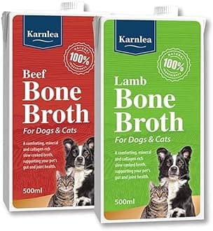Pets Real Bone Broth - 1x Beef, 1x Lamb | 100% Real & Natural Bone Broth for Cats & Dogs | High in Collagen & Protein for Healthy Joints, Gut, Digestion & Sickness Recovery | Up to 20 Servings