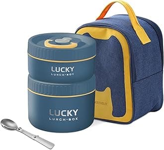 ArderLive Portable Insulated Lunch Container, Portable Insulated Food Container for Adults Thermal Lunch Bento Box Stainless Steel Microwave Safe