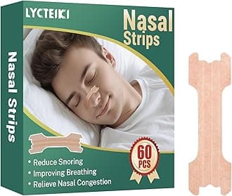 Nasal Strips, 60 Pieces Nose Strips Anti Snoring Devices, Large Nose Strip to Stop Snoring, Relieve Nasal Congestion, Helps Reduce Snoring, Anti Snore Drug-Free