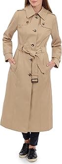 London Fog Women's Trenchcoat Single Breasted Long Trench Coat With Epaulettes And Belt