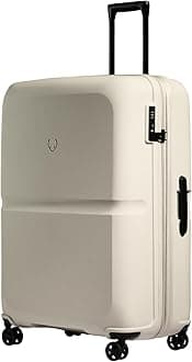 ANTLERSingle Stripe Hard Shell Large Suitcase - Durable, Lightweight & Expandable, 4 Spinner Wheels - Adjustable Handle, TSA Lock, 81.3cm - Taupe