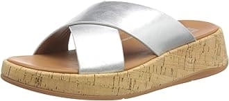 FitFlopF-mode Leather/Cork Flatform Cross Slide womens Flat Sandal