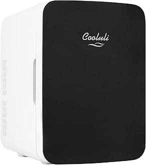 Cooluli 10L Mini Fridge for Bedroom, Car, Office Desk & Dorm - Portable Thermoelectric Cooler & Warmer for Food, Drinks, Skincare - AC/DC Refrigerator with Glass Front, Black