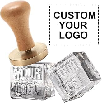 Custom Ice Cube Stamp Ice Branding Bar Stamp with Wood Handle for Cocktails Whiskey Mojito Bar Drink DIY Crafting (2.5cm)