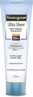 Neutrogena Ultra Sheer Sunscreen SPF 50+ | Broad Spectrum UVA/UVB | Blue light protect | No White Cast | Water resistant Ultra light & Non sticky | Oily, Dry & Sensitive Skin | 30 g (Pack of 1)