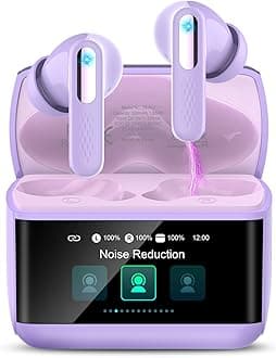 Wireless Earbuds, 48H Bluetooth 5.4 Headphones In Ear with ANC/ENC Noise Cancelling, 5EQ Modes/IP7 Waterproof Bluetooth Earphones, HiFi Stereo Bluetooth Earbuds with Multifunctional Touchscreen Purple