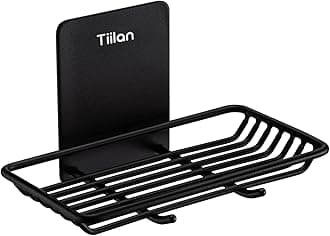 Self Adhesive Bar Soap Dish for Shower, Bathroom Soap Holder Wall Mount – Stainless Steel, Black