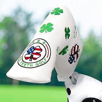 BIG TEETH Golf Blade Putter Cover Headcover Club Protector Magnetic Bar Closure Lucky Putter Cover Irish Luck Charms