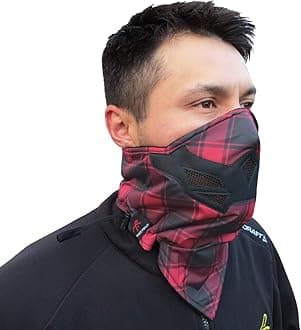 Grace Folly Half Face Mask for Cold Winter Weather. Use This Half Balaclava for Snowboarding, Ski, Motorcycle. (Many Colors) (Red Plaid)