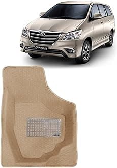 Kingsway Accessories Premium 4.5D Car Floor Mats Only Compatible with Toyota Innova Year 2012 to 2015 All Model, Set of 4 Pcs, 100% Waterproof Tray Shape PVC 4.5D Car Foot Mats, Beige