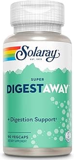 SOLARAY Super Digestaway Digestive Enzymes - Pancreatin, Papain, Ginger, Pepsin, Betaine HCl, Aloe Vera, and More - Digestion & Nutrient Absorption Support - Lab Verified - 90 VegCaps