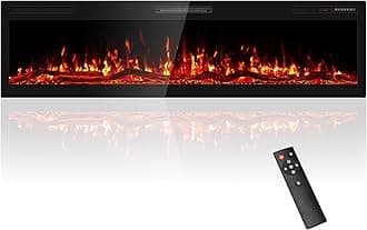 68" Electric Fireplace Recessed Wall Mounted Wide Screen Ultra Narrow Bezel Frame HD Flame Effect Logs Fuel Bed Modern Fire Places with Remote Control 750/1500W