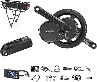 BAFANG 750W Mid Drive Kit with Battery Optional BBS02B 8FUN EBike Conversion Kit with LCD Display & Chainring Mid Drive Electric Bike Kit fit 68-73MM Bottom Bracket Mountain Bike, Road Bike