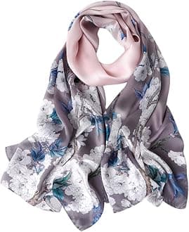 Womens 100% Natural Mulberry Silk Scarf Multi-use Scarves for Ladies, Sj02, L