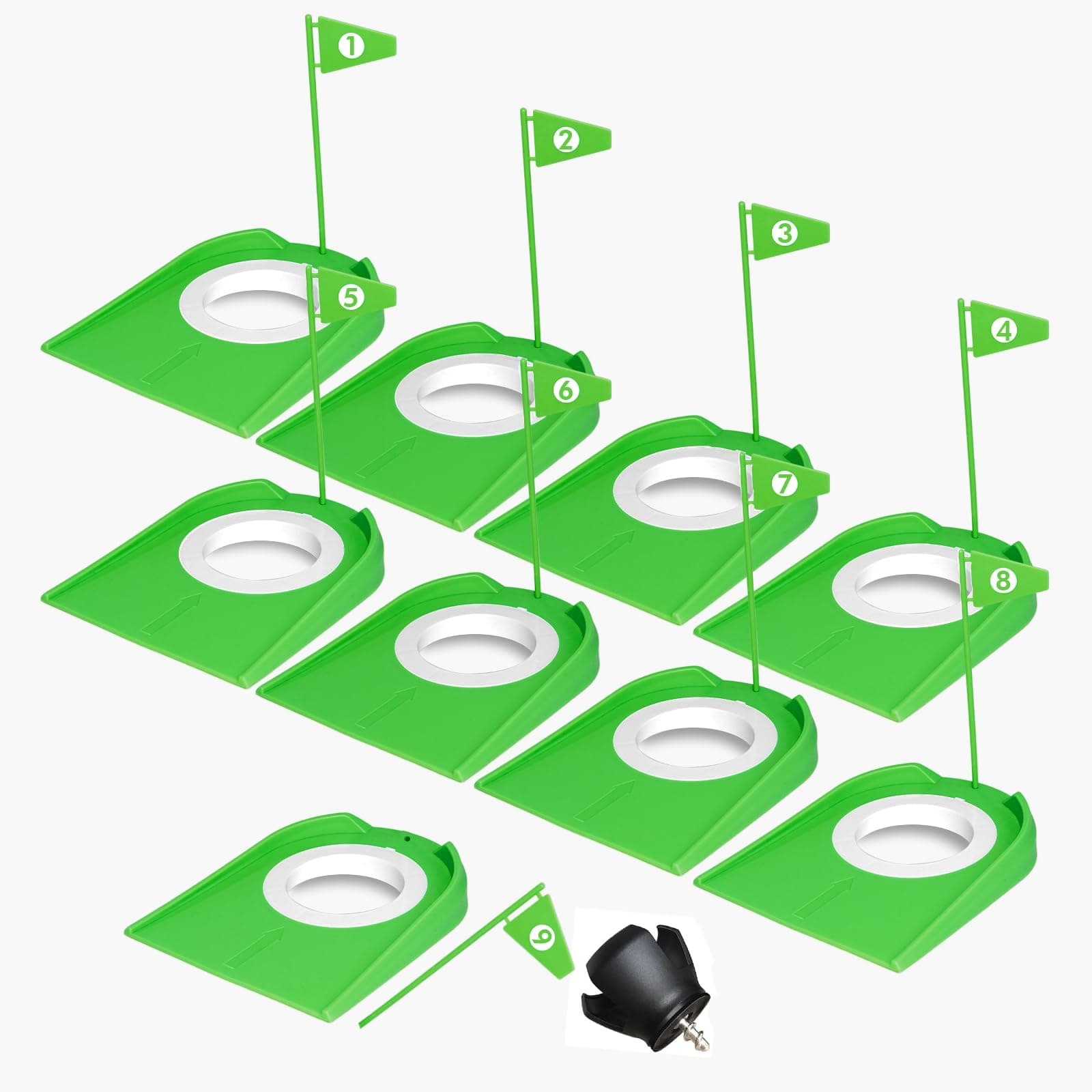 Shu-Ran 9 Pack Golf Putting Cups with Flags, Plastic Golf Training Aids with ...