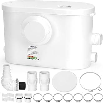 Macerator Pump, Silent 600W Sink Sewage Sump Pump, 8100 L/h Flow, Upflush 31.2 ft/9.5 m Head, 3 Water Inlets for Basement, Kitchen, Shower, Toilet, Bathtub Waste Water Disposal