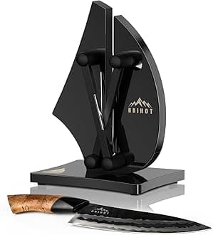 VN3 Professional Knife Sharpener | 3-Action Streamlined Sailboat Design for Effortless Knife Sharpening - The Ultimate Tool for Precision 11 to 21 Degree Angles (Obsidian Color)