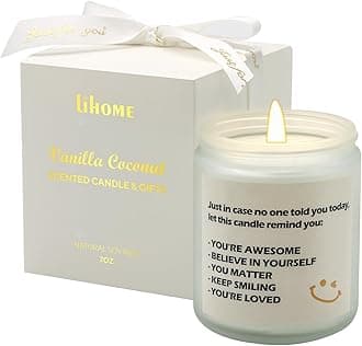 Birthday Gifts for Him Her, Anniversary Wedding, Christmas, Valentines Day, Romantic Gifts for Wife, Girlfriend, Couples Gifts for Boyfriend, Vanilla Coconut Candles(7oz)