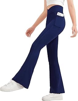 JOCMIC Girls Flare Leggings Kids Bell Bottom High Waisted Yoga Dance Flared Bootcut Pants