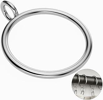 50 Packs Silver Metal Curtain Rings with Eyelets, 1 inch Inner Diameter Drapery Rings Apply for Curtain Rods(Fits Up to 3/4-Inch Rod)