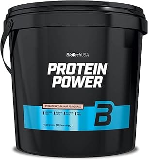 BioTechUSA Protein Power | High Protein, Sugar-Free, Lactose-Free, Gluten-Free | Added Creatine, 4 kg, Strawberry-Banana