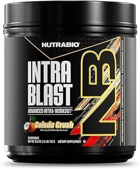 NutraBio Intra Blast Bcaa Powder Amino Acid Supplement, Electrolyte & Hydration Blend, Intra, Pre Workout & Muscle Recovery, 20g Eaa Amino Acids Powder, 5g Glutamine- Colada Crush, 30 Serving