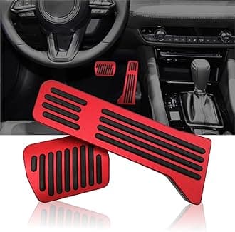 Anti-Slip Performance Foot Pedal Pads kit Compatible with Mazda 2 3 6 CX3 CX5 CX9,Auto No Drilling Aluminum Brake and Gas Accelerator Pedal Covers - Red