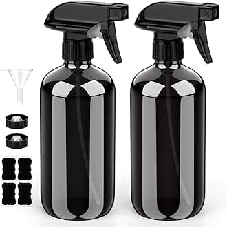 Glass Spray Bottle, Black Glass Spray Bottle Set & Accessories Refillable for Plants Window Cleaners Aromatherapy Facial hydration Watering Flowers Hair Care (2 Pack/16oz) (Black)