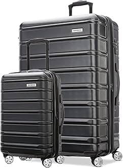 Omni 2 Hardside 2 Piece Set - Includes Global Carry-On & Large Checked Suitcases - 360° Dual Spinner Wheels - Integrated TSA Lock & Expansion - Amazon Exclusive - Midnight Black