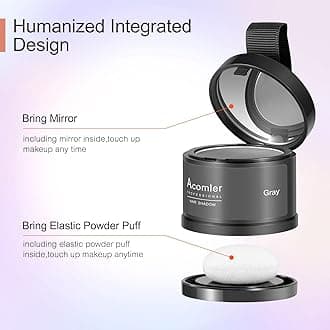 Acomler Instantly Root Cover Up Hairline Shadow Powder,Root Touch Up Hair Powder,Dark Brown for Thinning Hair, Grey Hair Coverage Hair Powder for Women Men with Eyebrows,Beard Line,Bald Spots (Grey)